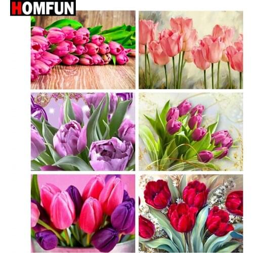HOMFUN Diamond Embroidery "Lily flower landscape" Pattern DIY 5D Diamond Painting Needlework Cross Stitch Full Drill Painting