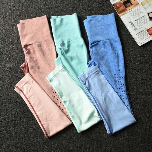 SALSPOR Women Ombre Seamless Yoga Pants High Waist Push Up Fitness Leggings Mesh Breathable Gym Tights Training Pants Female