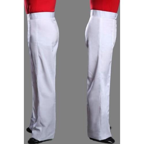 2019 Men Dance Pants Latin Adult Costume White Pant Rumba Tango Dance Wear Ballroom Competition Male Latin Dance Pants VDB706