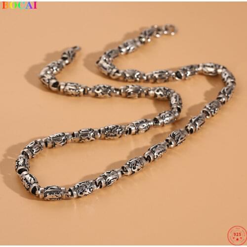 BOCAI S925 streling silver necklace 2020 new fashion six character truth scripture 925 silver Necklace for men and women