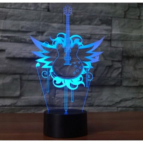 Musical Instruments 7 Color Changing Guitar Model 3D Night Lamp LED Desk Table Lamp Novelty Led 3D Night Light Friend Gift