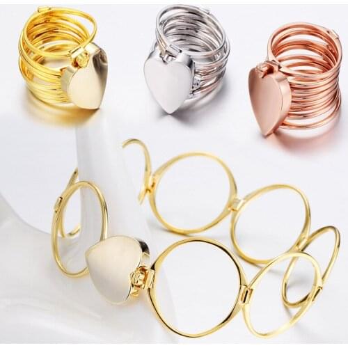 New Arrival Fashion Jewelry Accessories for Dating Love Heart Dual-Use Telescopic Folding Rings