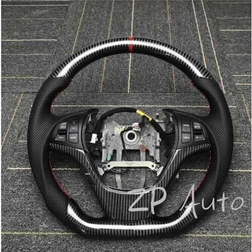 Perforated Leather and Carbon Fiber for Hyundai Rohens Coupe Genesis Steering Wheel Customized assembly