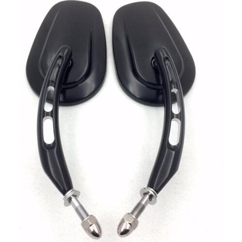 Aftermarket free shipping Big Side Mirrors with Hollow-out Stem For 1982-later Harley Dyna Super Glide T Sport FXDXT BLACK
