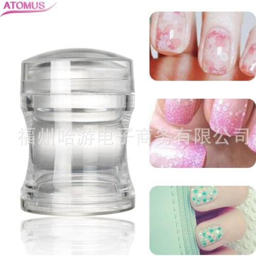 Clear Jelly Nail Stamps Silicone Nail Design Stamping Plates Metallic Handle Nail Art Stamper with Scraper Set for Manicur