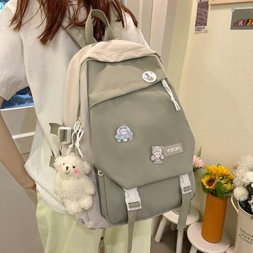 Fashion Girl Waterproof For Teenager Kawaii Nylon Black Female Multiple Pockets Cute Mochila Women Backpack Travel Bag