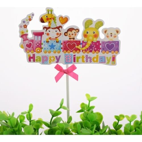 Cake Toppers Flag Mr Mrs Kids Happy Birthday Train Rainbow Cupcake Topper Wedding Anniversary Bride Baby Shower Party Baking DIY
