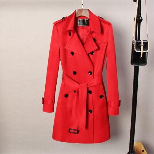 New High-quality Trench Coat Women Spring Fall Clothes Mid Long Overcoat Slim Big size Double-breasted Windbreakers Female Tops