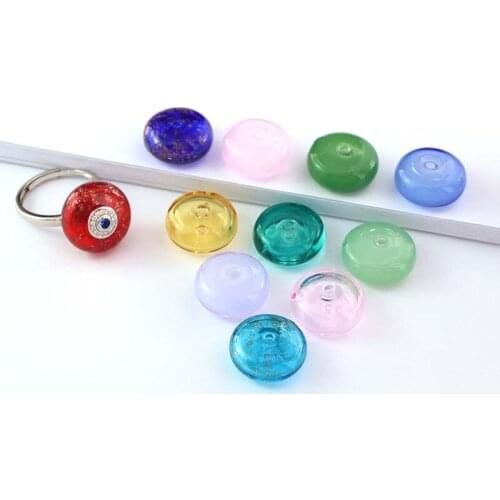 1PC 16MM Cute Handmade Murano Glass Essential Oil Round Bottle Pendant With Diffuser Hole Diy Necklace Bracelet Ring Finding