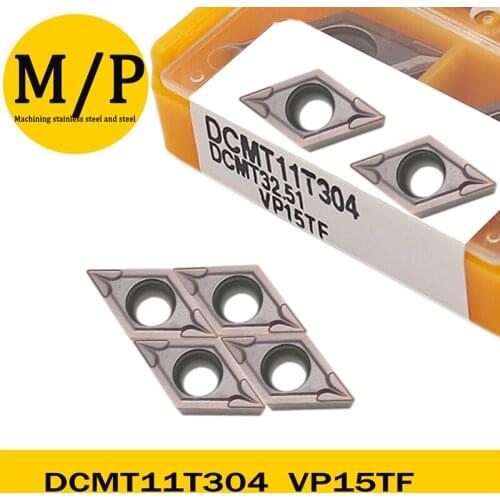 10Pcs Metal Turning Tool DCMT11T304 VP15TF CarbideTurning Tool Lathe Inserts Machine CNC Tools DCMT 11T304 Milling Cutter