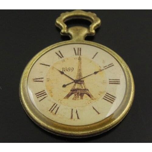 10pcs/pack Antique Bronze Alloy Clock Necklace Pendant Charms Jewelry finding for necklace fine jewelry making 35*25*2mm 38308