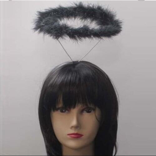 20pcs Woman Girl Feather Angel Fairy Halo Ring Headband Props Rave Party Wedding Birthday Halloween Christmas Xmas