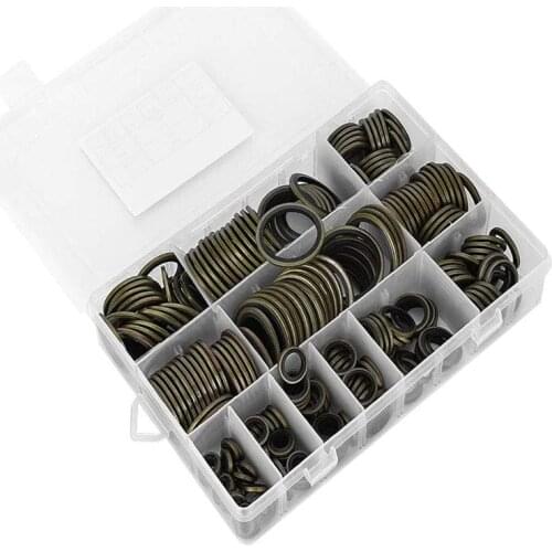 240pcs / box Metal Washer Oil Rubber High Press Hydralic Oil Rubber Pip Bound Drain Plug Gasket Fit Combined Washer Sealing Ring