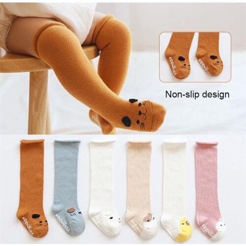 3Pair/lot Autumn Winter Cotton Baby Socks Non-slip Baby Girl Socks Cartoon Newborn Knee High Long Crimping Girls Socks for 1-3T