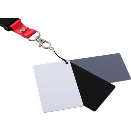 Camera Accessory 3in1 Pocket-Size Digital White Black Grey Balance Cards 18% Gray Card with Neck Strap for Digital Photography