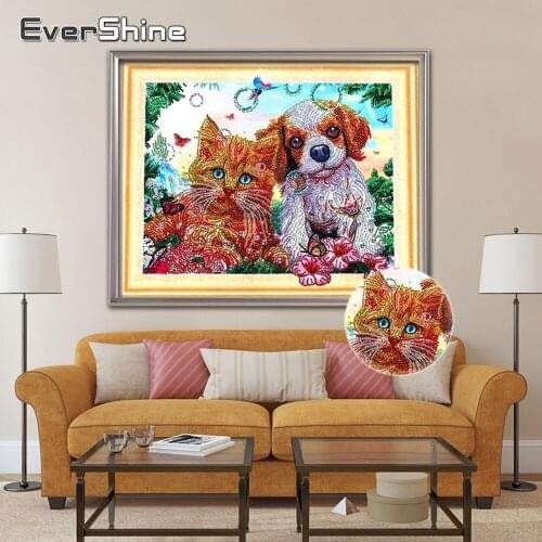 EverShine Diamond Painting Dog Special Shape Diamond Embroidery Sale Animal Cat Picture Rhinestones Mosaic Partial Diamond Art