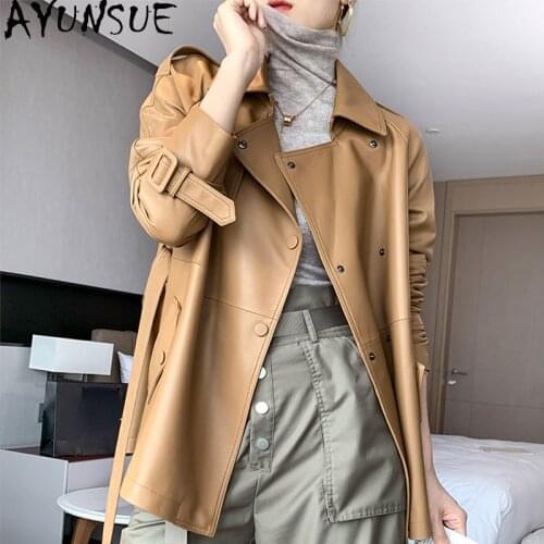 AYUNSUE Genuine Leather Jacket Women Spring Autumn 2021 Elegant Real Sheepskin Coats Women Korean Style Casaco Feminino Gxy341