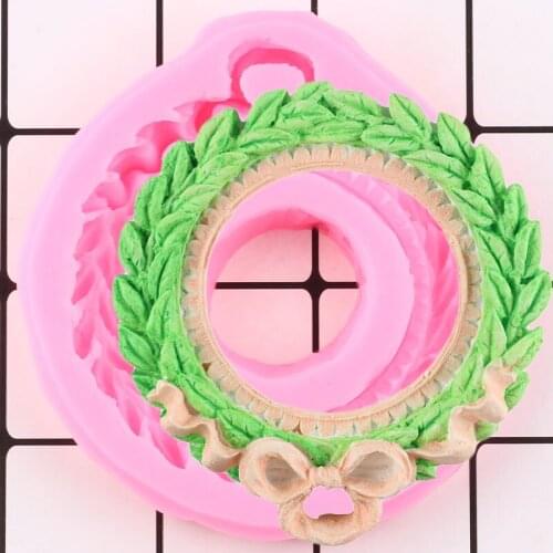 Flower Wreath Silicone Mold Wedding Garland Frame Fondant Candy Clay Resin Mould Cake Decorating Tools Chocolate Gumpaste Molds