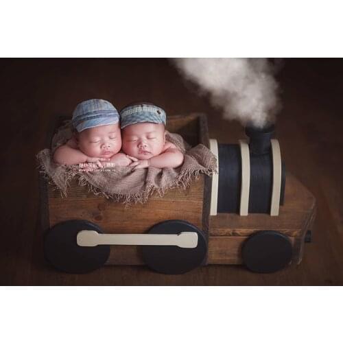 Newborn Wooden train Photography Basket Props Infant fotografia Accessories Baby Boy Girl Sport Theme Photo Shoot Prop bebe foto