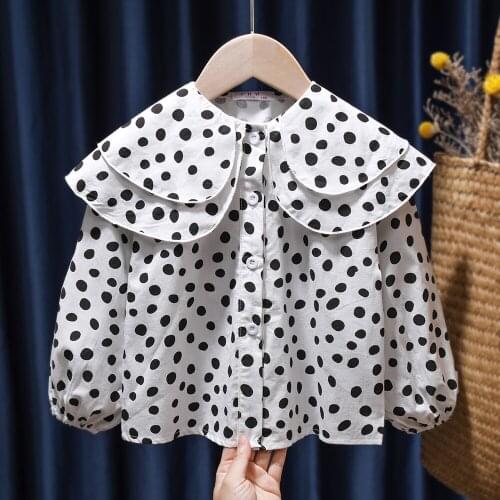 Children Kids Baby Girls Clothes Toddler Infant Dot Print Long Sleeve Shirt Tops Fashion Princess Girl Blouses 1-6 Years old