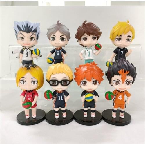 8pcs/set Anime Haikyuu Action Figure Model PVC Toys Kenma Kozume Shoyo Hinata Kotaru Bokuto Yu Nishinoya Volleyball For Kid Gift