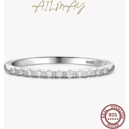 Ailmay Top Quality Real 925 Sterling Silver Minimalist Design Stackable Ring for Women Elegant Fine Jewelry 2021 New Style