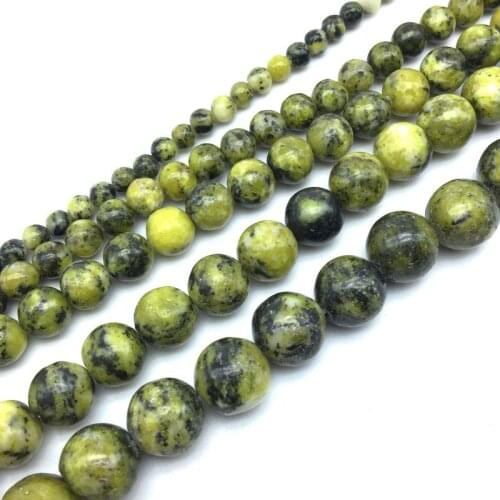 Colorful Bead Natural Yellow Howlite Stone Round Loose Spacer For DIY Earrings Making Jewelry 4 mm 6 mm 8 mm 10 mm 12 mm