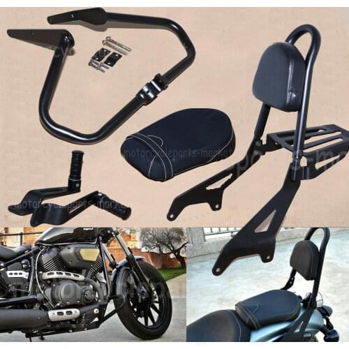 Motorcycle Backrest Sissy Bar Rear Seat Footrest Engine Guard Crash bar For Yamaha V Star Bolt XVS950 XV950 2014-2017 2016 2015