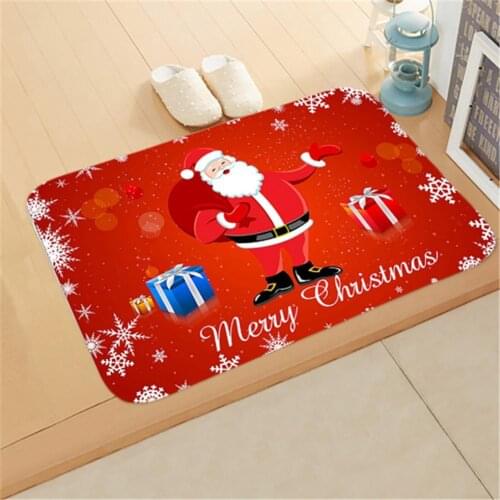 Floor Mat Christmas Theme Pattern Non Slip Flannel Front Door Entrance Mat Home Decor Xmas Letter Print Rug Festival Car Carpet