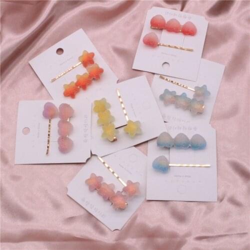 2020 Spring And Summer New Candy Color Hairpin Stars Love Gradient Hairpin Set