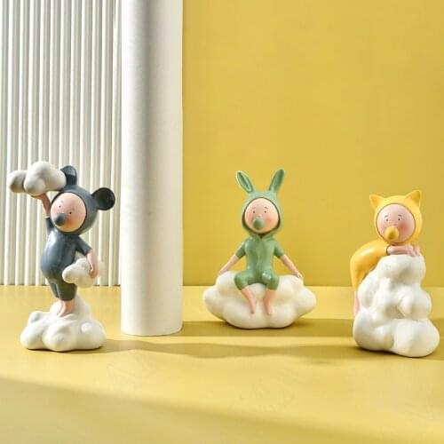 Cartoons Resin Figurines Creativity Character Decorative Living Room Candy Organizer Office Desktop Statue Home Decoration