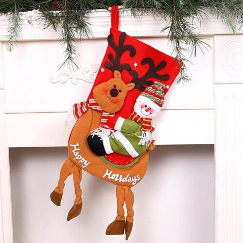 Christmas Socks Gift Bags Candy Bag For Kids Santa Claus Christmas Hanging Pendant Decoration For Tree Home Ornaments