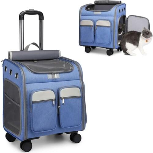 Pet suitcase cat backpack small dog stroller backpack pet transport bag trolley cage animal transport vehicle dog suitcase