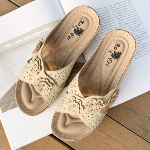 2021 Summer Gladiator Women Flat Sandals Open Toe Casual Beach Ladies Shoes Bohemian Slip On Wedge Roman Sandals Flip Flops