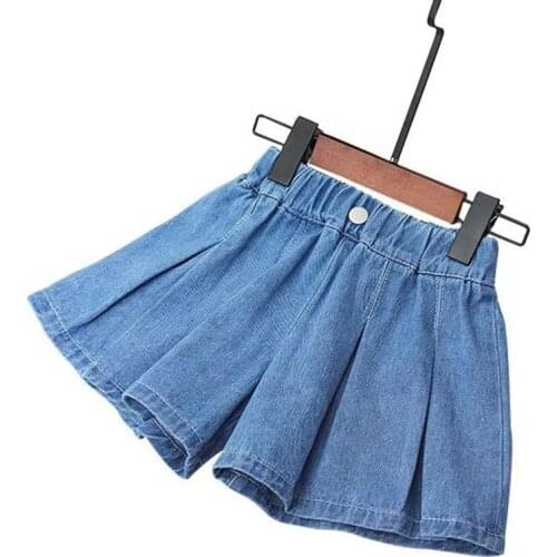 High Quality 2019 Mid Waist Toddler Kids Girl Loose Denim Cotton Shorts Clothes Summer Children Casual Solid Color Short Pants
