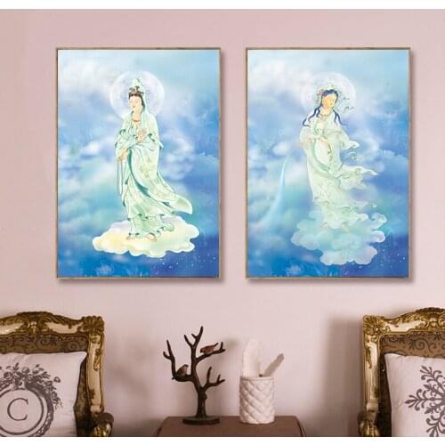 Buddha Statue Bless Peace Prints Posters Modern Zen Canvas Painting Wall Art Pictures for Dining Room Modern Nature Home Decor