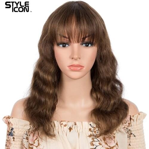 Styleicon Brazilian Body Wave Wig With Bangs Long Machine Made Color PP4/30/27 Remy Wigs 100% Human Hair Wigs