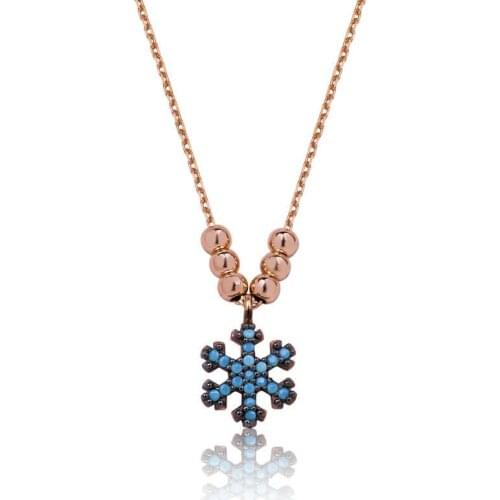Tevuli 925 Sterling Silver Blue Snowflake Lady Necklace