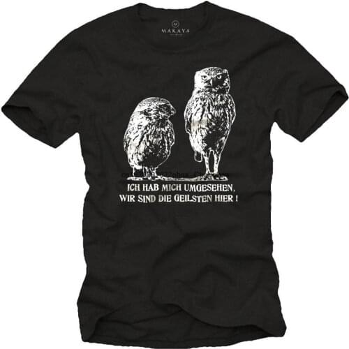 Funny mens tshirts with german slogan Owl Shirt black size S XXXXXL