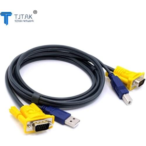 1.5M USB KVM Switch Cable USB2.0 15Pin VGA Male to Male USB A to USB B Cord Cables PC Computer Printer Monitor Adapter Converter
