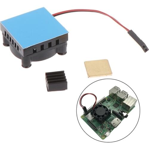1set Universal Fan Cooler Module Square Cooling Fan with Heatsink Cooler Kit Copper Aluminum Cooling Pad For Raspberry Pi 4 /3/2