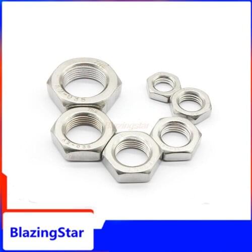 2/5/10/50pcs M2 M2.5 M3 M4 M5 M6 M8 M10 M12 M14 M16 304 A2-035 Stainless Steel Flat Hex Hexagon Thin Nut Jam DIN439 GB6172 Screw