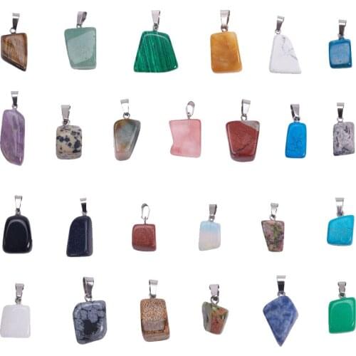 Pandahall 24pcs Natural/Synthetic Stone Pendants Charms For DIY Handmade Necklace Bracelet Earrings Jewelry Accessories Gift