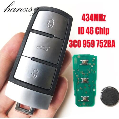 3 Buttons Car Remote Key For VW Passat B6 3C B7 Magotan CC For Volkswagen Complete 434Mhz ID48 Chip 3C0 959 752 BA Smart Key