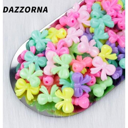 30/60Pcs Mixed Color Bow-knot Beads Acrylic Spacer Loose Beads For Jewelry DIY Making Necklace Bracelet Accesories