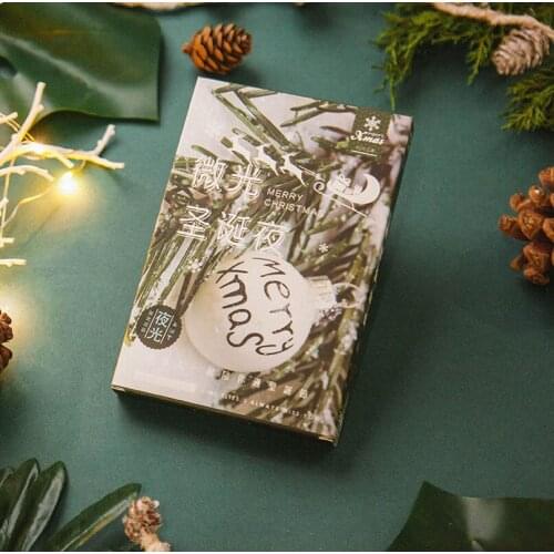 30pcs/box Merry Christmas Eve Series Luminous Paper Greeting Cards PostCard Christmas Night Party Invitation Friends Present