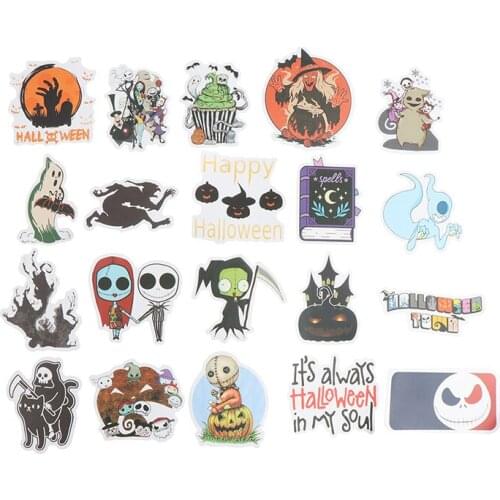 50pcs Watercolor Halloween Eve Decoration Stickers Skateboard Luggage Laptop Refrigerator Stickers Decor Pumpkin Killers Horror
