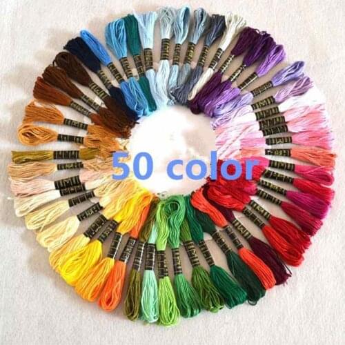 50 Pcs /pack Multicolor Thread Cross Stitch Cotton Sewing Skeins Embroidery Thread Floss Kit DIY Sewing Tools