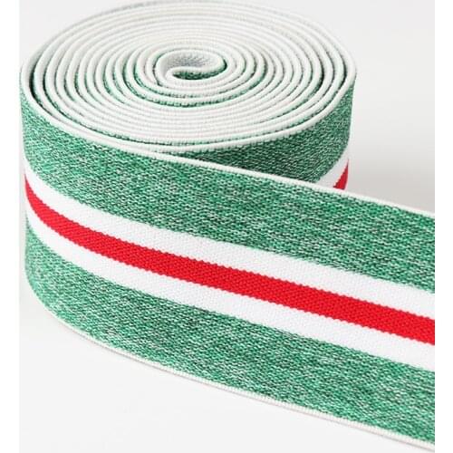 50 Y Manufacturer Customized 4 Color Interphase Striped Imitation Nylon Elastic Band Shuttleless Striped Rubber BandS