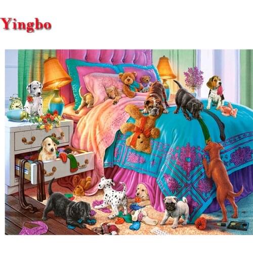 5D round square diamond embroidery cute animal dog Diy full sets diamond painting mosaic pictures rhinestones art room decor